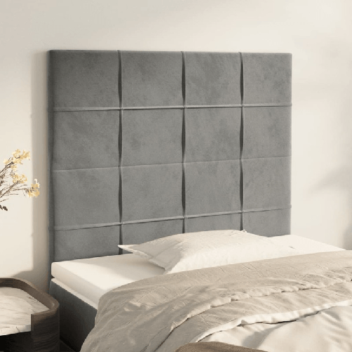 VidaXL Testiera 2 pz Grigio Chiaro 80x5x78/88 cm in Velluto VidaXL 3116362 testiera e pedana Grigio chiaro