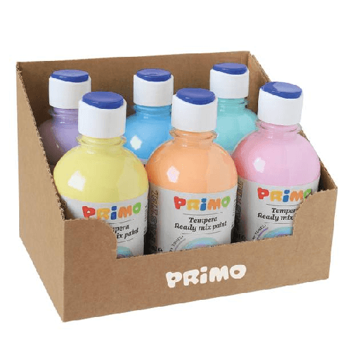 PRIMO - MOROCOLOR Box 6 tempera colori pastello 300ml colori assortiti PRIMO Primo 2002BRPASS vernice Tempera 300 ml 6 pz