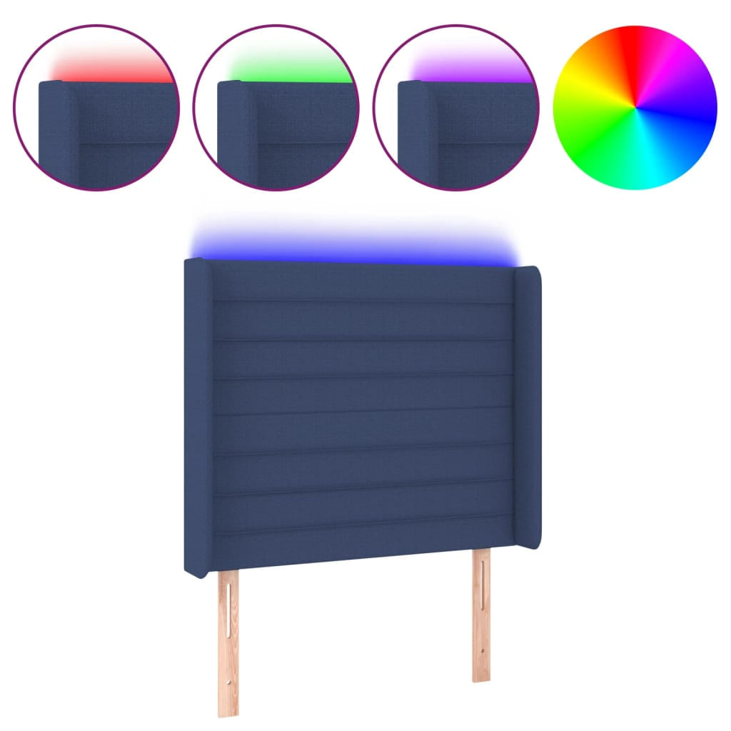 VidaXL Testiera a LED Blu 93x16x118/128 cm in Tessuto VidaXL 3124176 testiera e pedana Blu