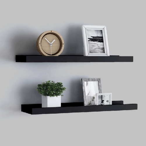VidaXL Mensole con Sporgenza 2 pz Nere 40x9x3 cm MDF VidaXL 323931 scaffale MDF Nero