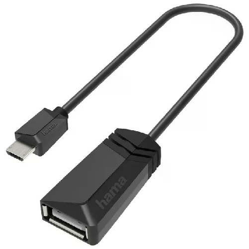 Hama Cavetto adattatore per tablet USB A 2.0 F/USB Micro B 2.0 M, OTG, 0,15metri, nero
