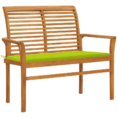 VidaXL Panca da Giardino con Cuscino Verde Brillante 112 cm Legno Teak VidaXL 3062660 panca da esterno Legno