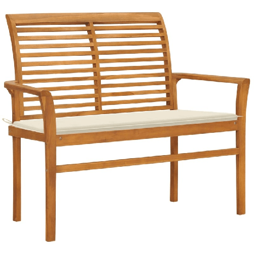 VidaXL Panca da Giardino con Cuscino Crema 112 cm in Legno di Teak VidaXL 3062651 panca da esterno Legno