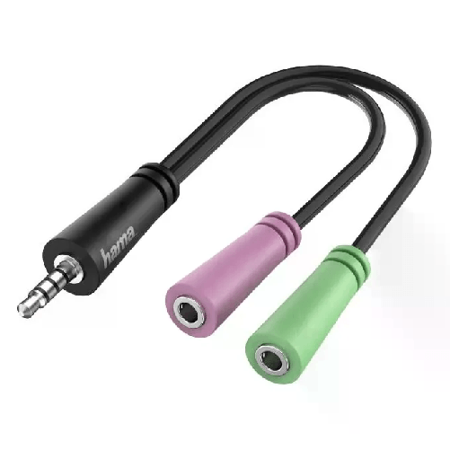 Hama Adattatore Jack 3,5 mm 4 poli M/ 2x Jack 3,5 mm F, per cuffie con microfono