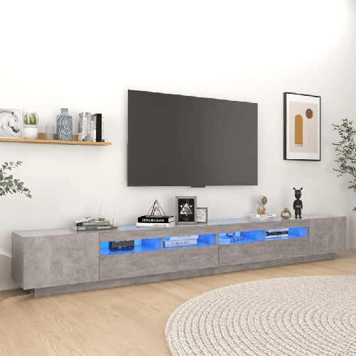 VidaXL Mobile Porta TV con Luci LED Grigio Cemento 300x35x40 cm VidaXL 3081928 supporto TV e sistema audio