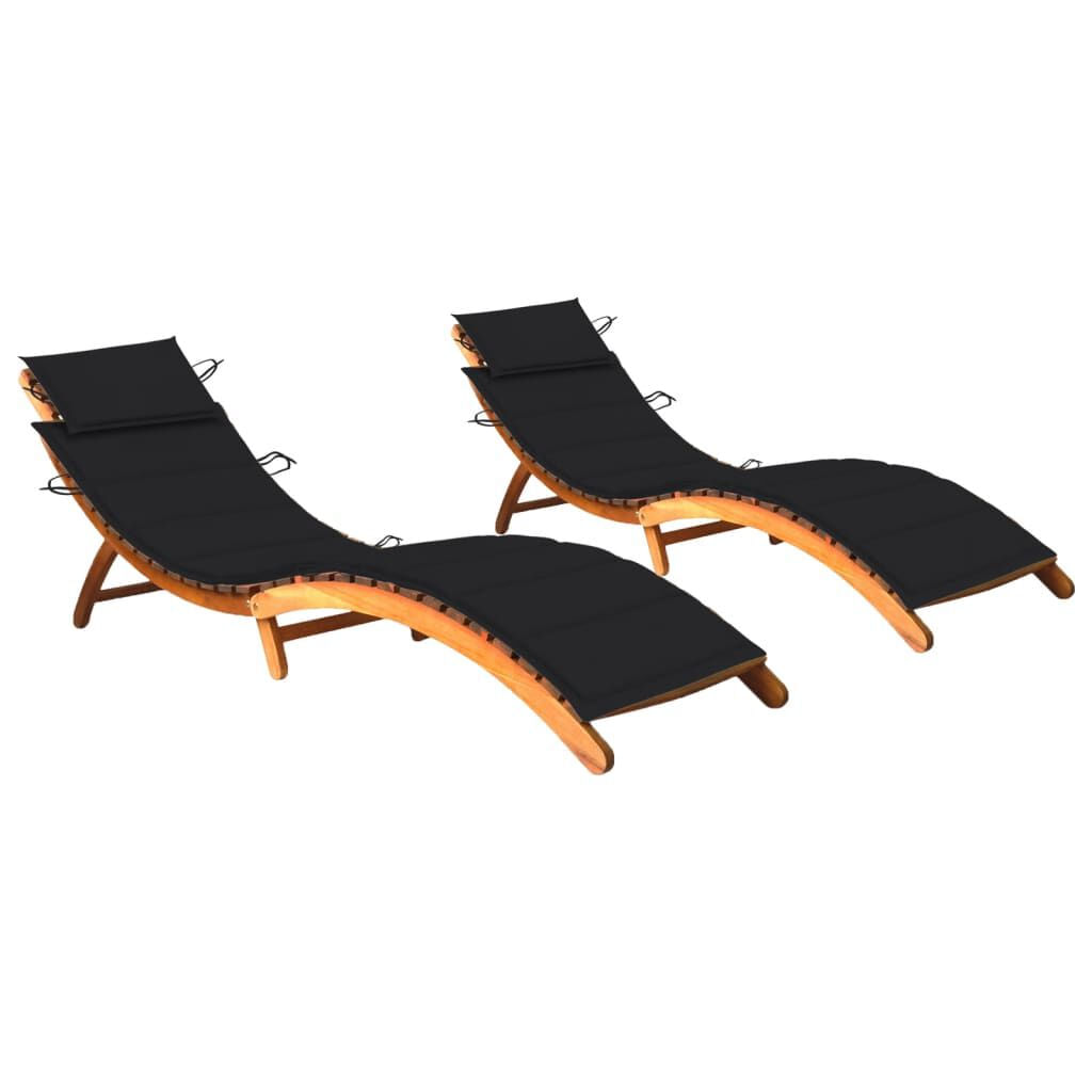 VidaXL 3077368 sedia da esterno Salone Seduta imbottita Legno di acacia Nero
