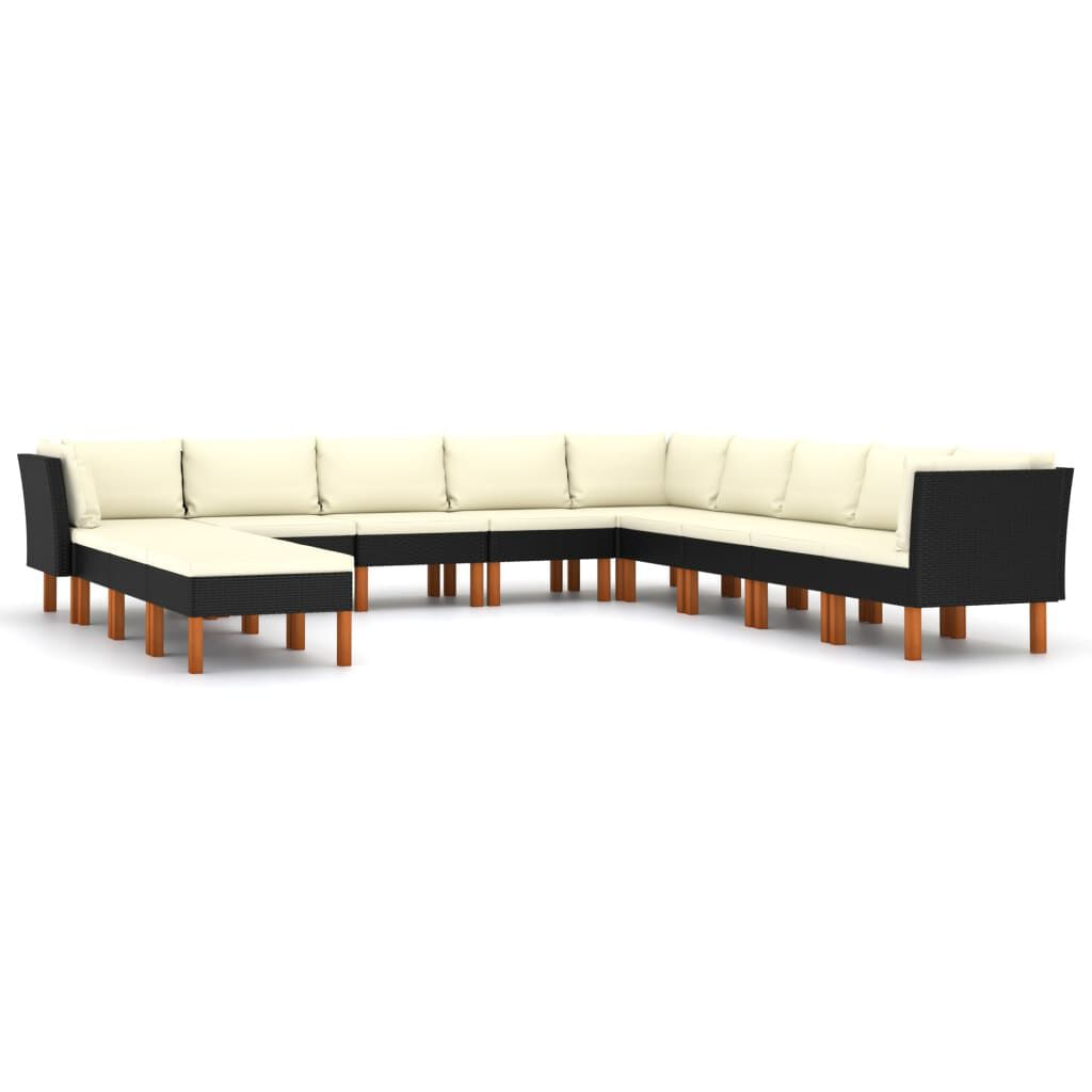 VidaXL Set Divani da Giardino 12 pz con Cuscini in Polyrattan Nero VidaXL 3059746 set mobili da esterno