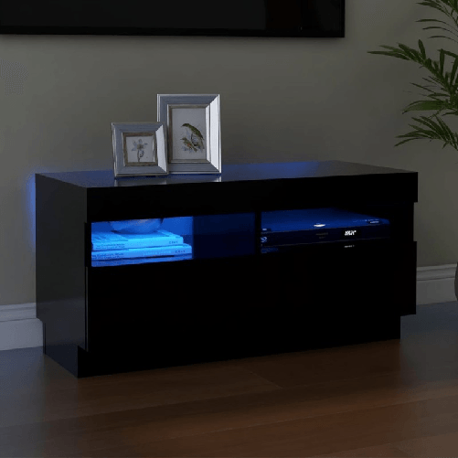 VidaXL Mobile Porta TV con Luci LED Nero 80x35x40 cm VidaXL 804446 supporto TV e sistema audio