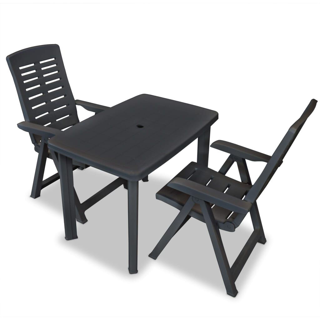 VidaXL Set da Bistrot 3 pz in Plastica Antracite VidaXL 275083 set mobili da esterno