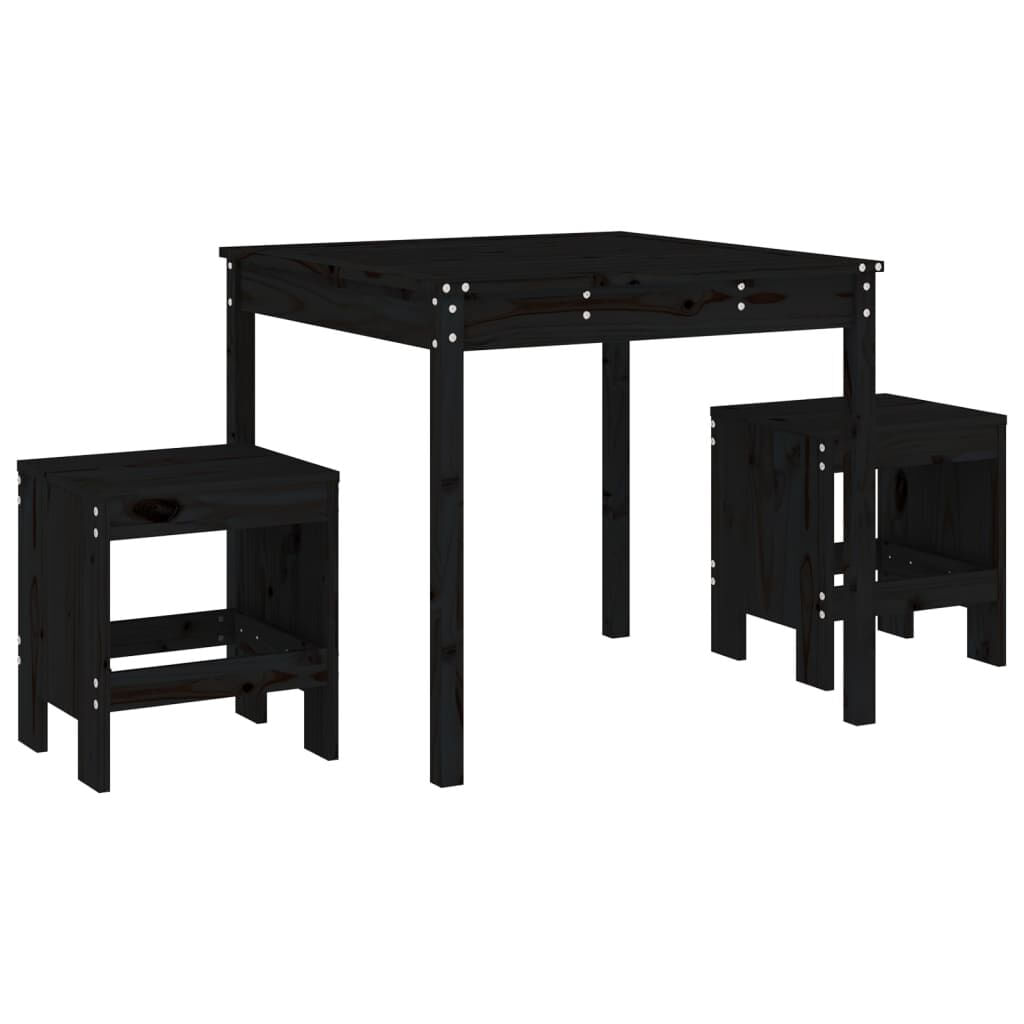 VidaXL Set da Bistrot da Giardino 3 pz Nero in Legno Massello di Pino VidaXL 3157707 set mobili da esterno