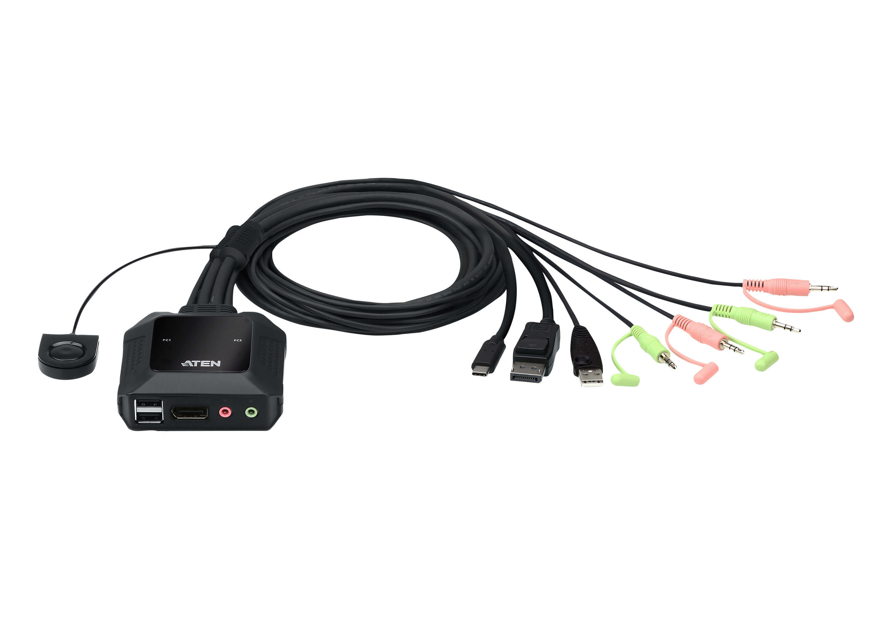 ATEN Switch KVM cablato ibrido DisplayPort USB-C a 2 porte