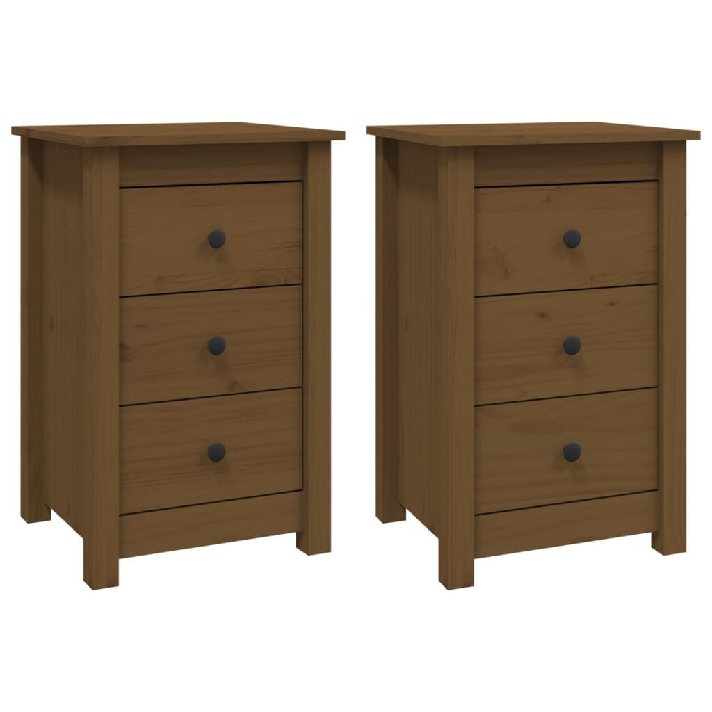 VidaXL Comodini 2 pz Miele 40x35x61,5 cm in Legno Massello di Pino VidaXL 813706 comodino Marrone