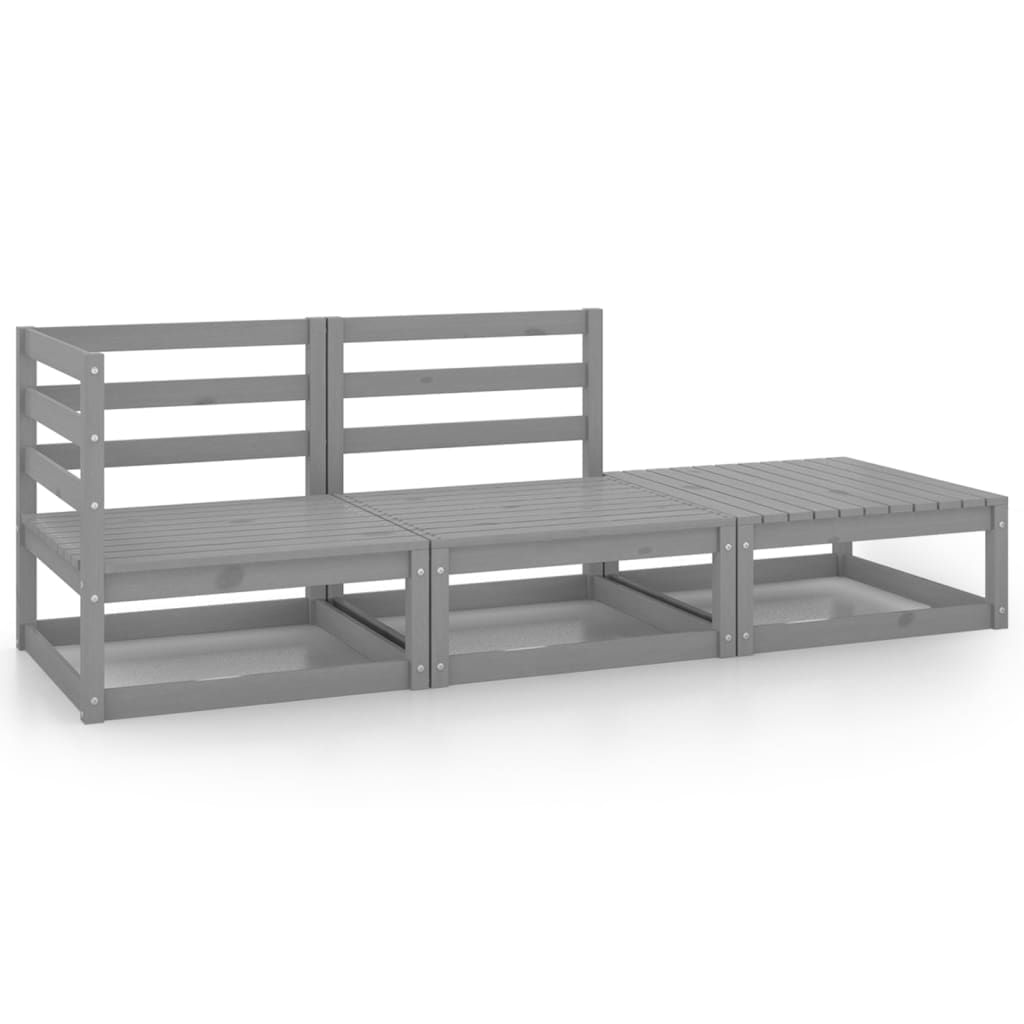 VidaXL Divani Angolari da Giardino 2 pz Grigi in Massello di Pino VidaXL 805677 panca da esterno Legno