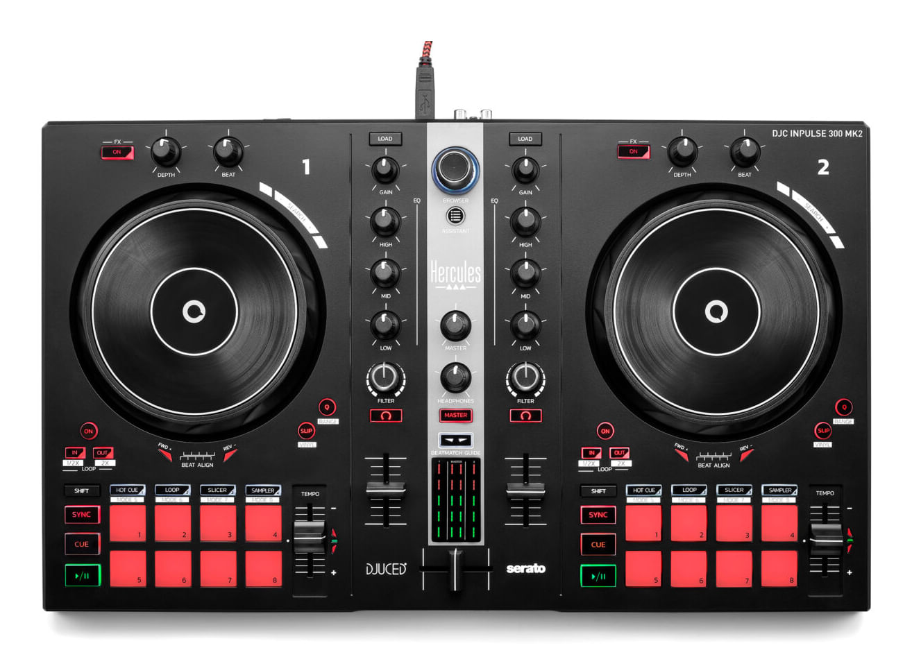 Hercules Controller Disc Jockey Dj Control Inpulse 300 MK2 Nero Hercules INPULSE 300 MK2 Mixer per vinile Nero, Rosso