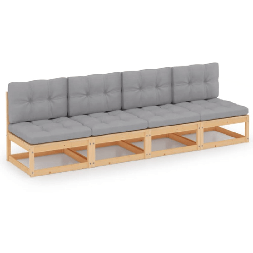 VidaXL Divano da Giardino a 4 Posti con Cuscini Legno Massello di Pino VidaXL 3076389 divano da cortile