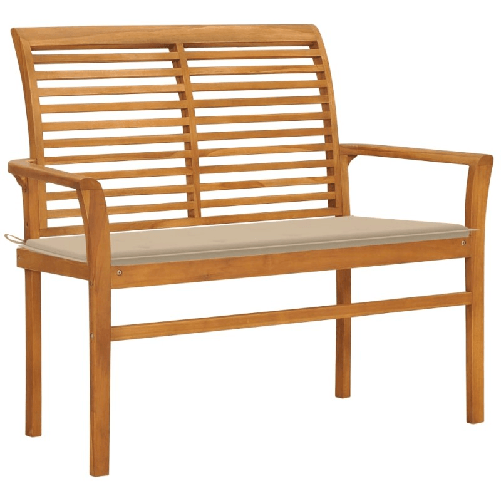 VidaXL Panca da Giardino con Cuscino Beige 112 cm in Legno di Teak VidaXL 3062652 panca da esterno Legno