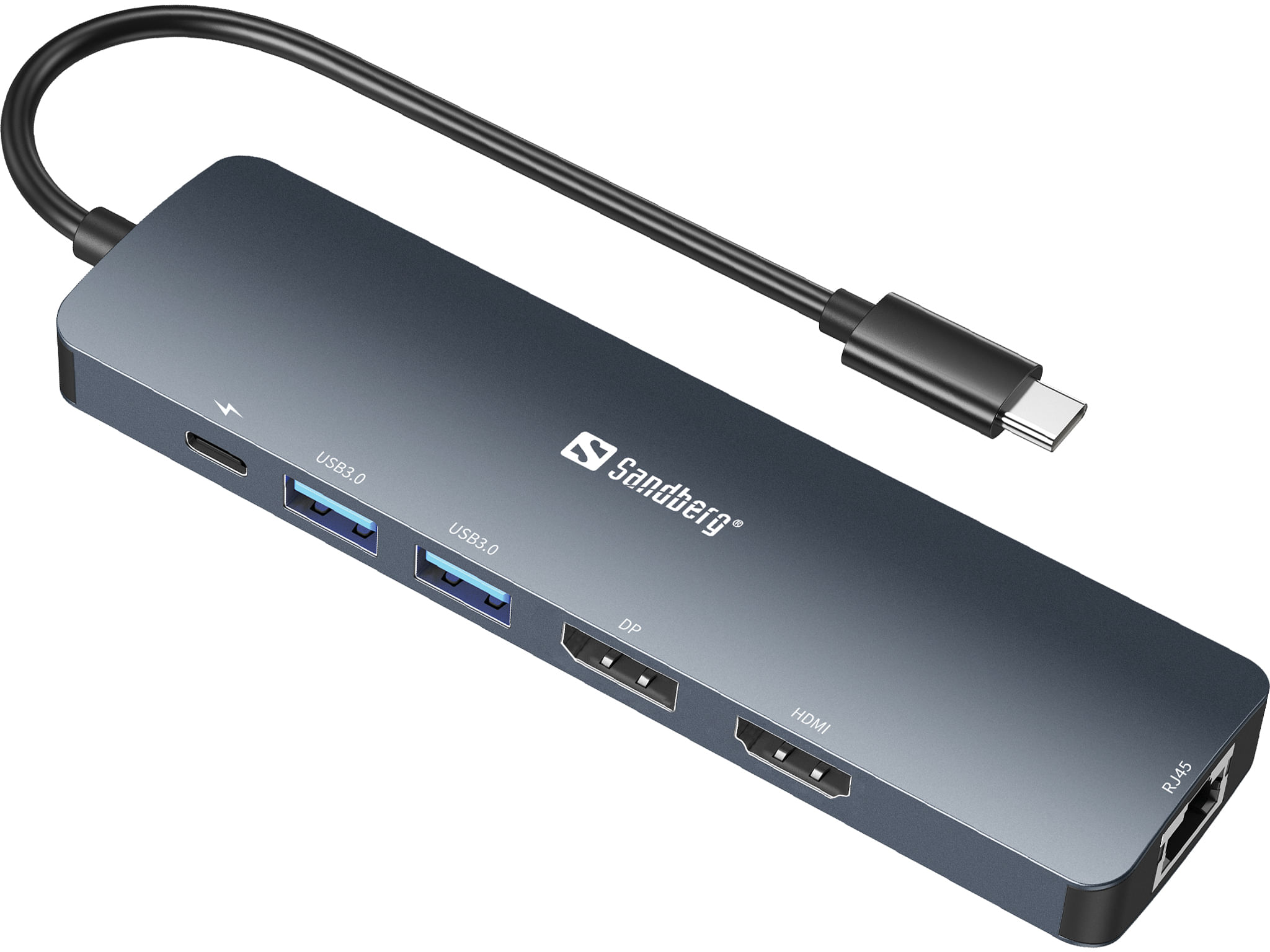Sandberg 136-43 replicatore di porte e docking station per laptop USB 3.2 Gen 1 (3.1 Gen 1) Type-C Grigio