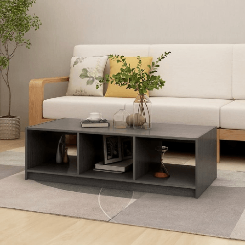 VidaXL Tavolino da Salotto Grigio 110x50x34 cm Legno Massello di Pino VidaXL 809914 tavolino da caffè, comodino e consolle da soggiorno