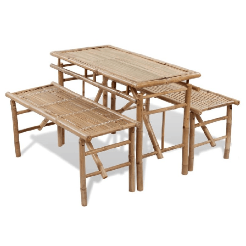 VidaXL Tavolo da Birreria con 2 Panchine 100 cm in Bambù Tavolo da Birreria con 2 Panchine 100 cm in Bambù