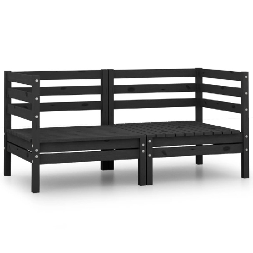 VidaXL Divani Angolari da Giardino 2 pz in Massello di Pino Nero VidaXL 806586 panca da esterno Legno