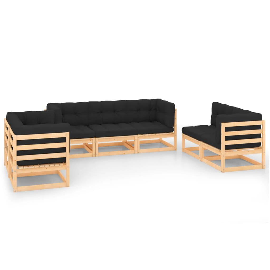 VidaXL Set Divani da Giardino 7 pz con Cuscini Legno Massello di Pino VidaXL 3083804 set mobili da esterno