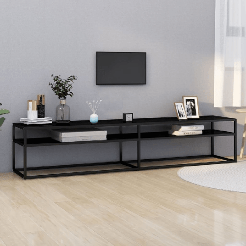VidaXL Mobile Porta TV Nero 200x40x40,5 cm in Vetro Temperato VidaXL 331727 supporto TV e sistema audio