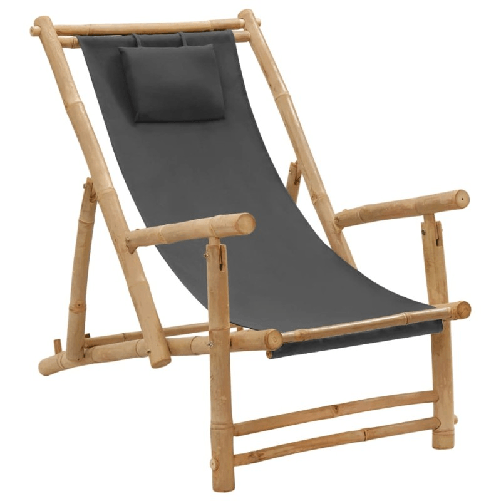 VidaXL 318595 sedia da esterno Terrazzo Seduta imbottita Bamboo, Poliestere Grigio