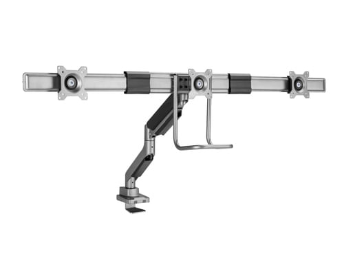 Conceptronic Supporto da Tavolo per Monitor a Schermo Piatto 27'' Nero Scrivania Equip Staffa di montaggio da scrivania per monitor tripli da 17” a 27