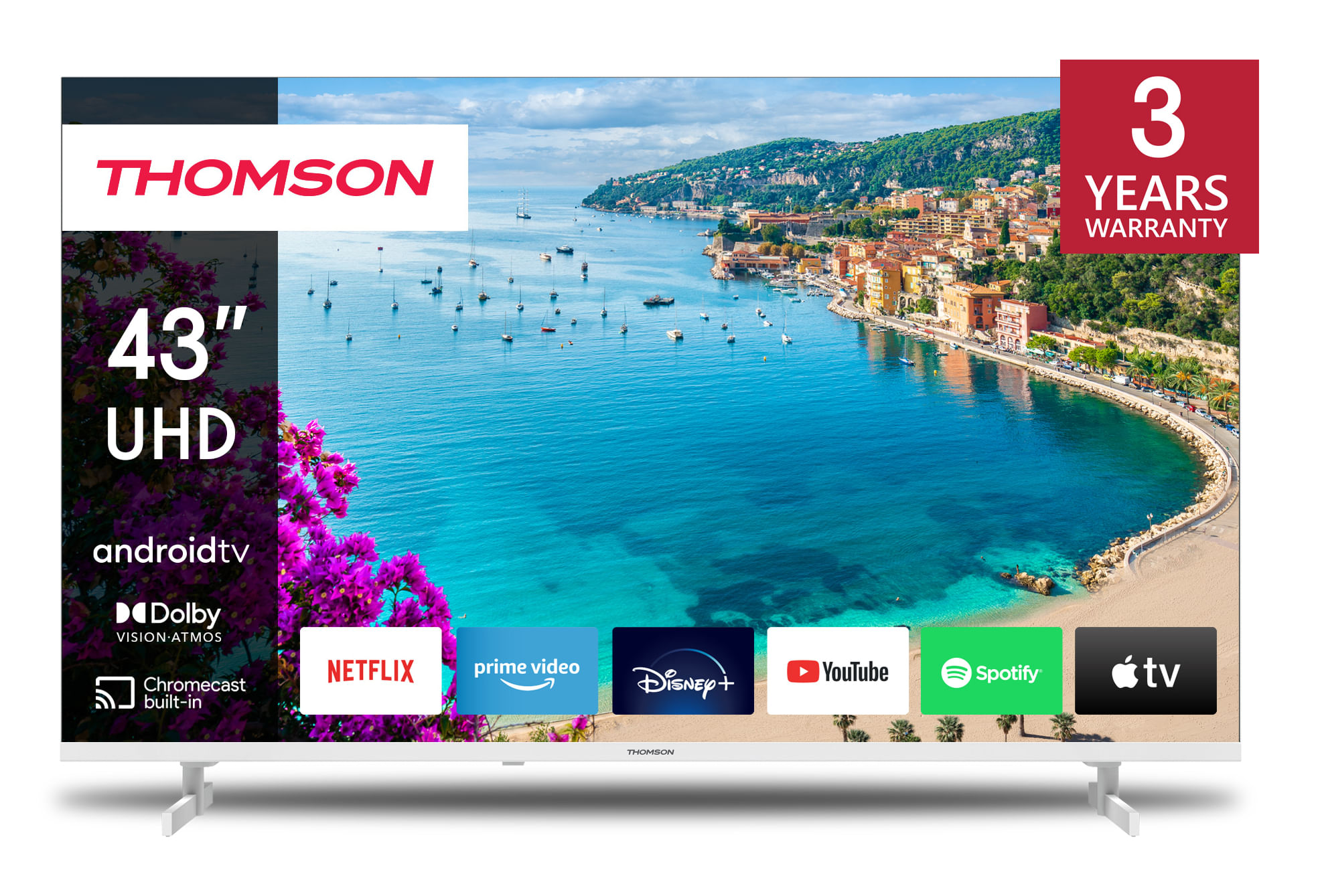 Thomson 43UA5S13W Smart TV 43 Pollici 4K Ultra HD Display LED Sistema Android TV DVBT2-C-S2 Classe F colore Bianco Thomson 43UA5S13W TV 109,2 cm (43")