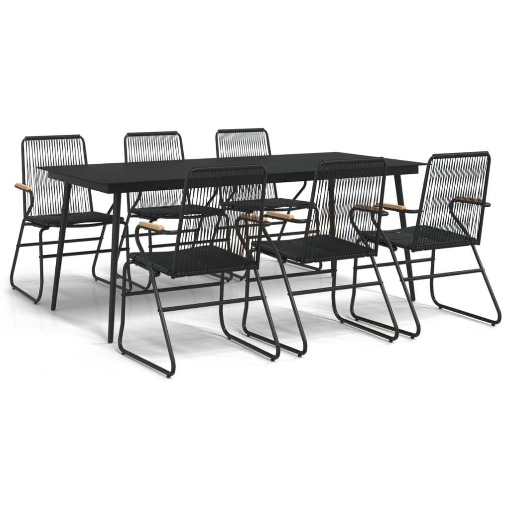 VidaXL Set da Pranzo da Giardino 7 pz Nero in Rattan PVC VidaXL 3060271 set mobili da esterno