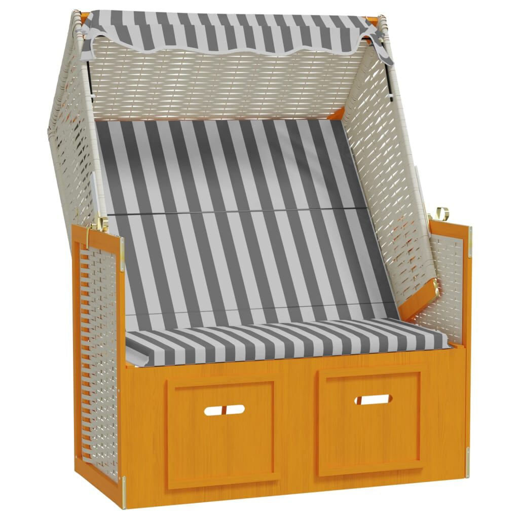 VidaXL 318654 sedia da esterno Terrazzo Seduta imbottita Legno di pino, Poliestere, Rattan sintetico Grigio, Bianco