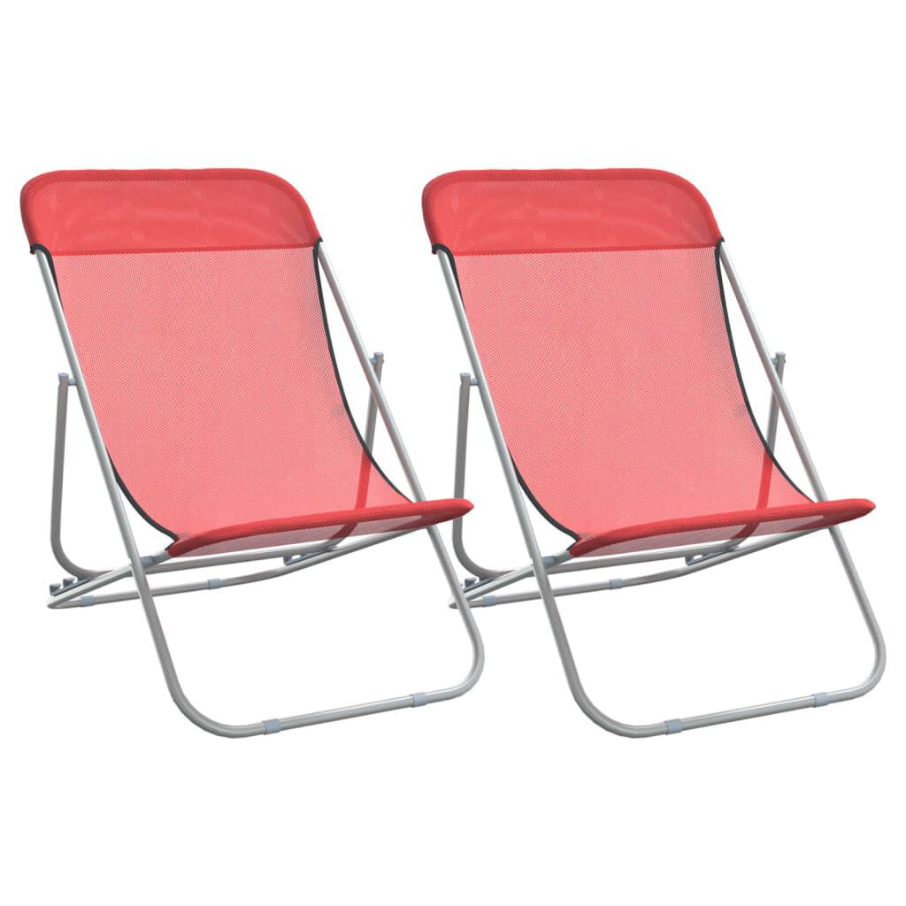 VidaXL Sedie Pieghevoli 2 pz Rosse in Textilene e Acciaio Verniciato VidaXL 360189 sedia da esterno Terrazzo Acciaio Rosso