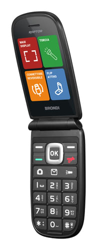 Brondi Raptor 2.8'' Dual Sim Tasti Rapidi Torcia Flip Attivo Black Metal Brondi Raptor 7,11 cm (2.8") 106 g Nero, Metallico Telefono per anziani