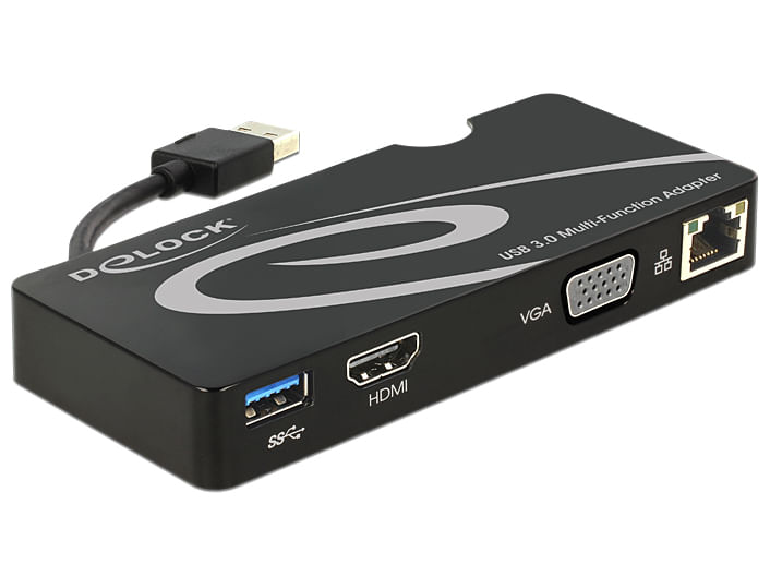 Delock Adattatore Delock USB 3.0 a HDMI / VGA + Gigabit Lan DeLOCK 62461 adattatore grafico USB Nero