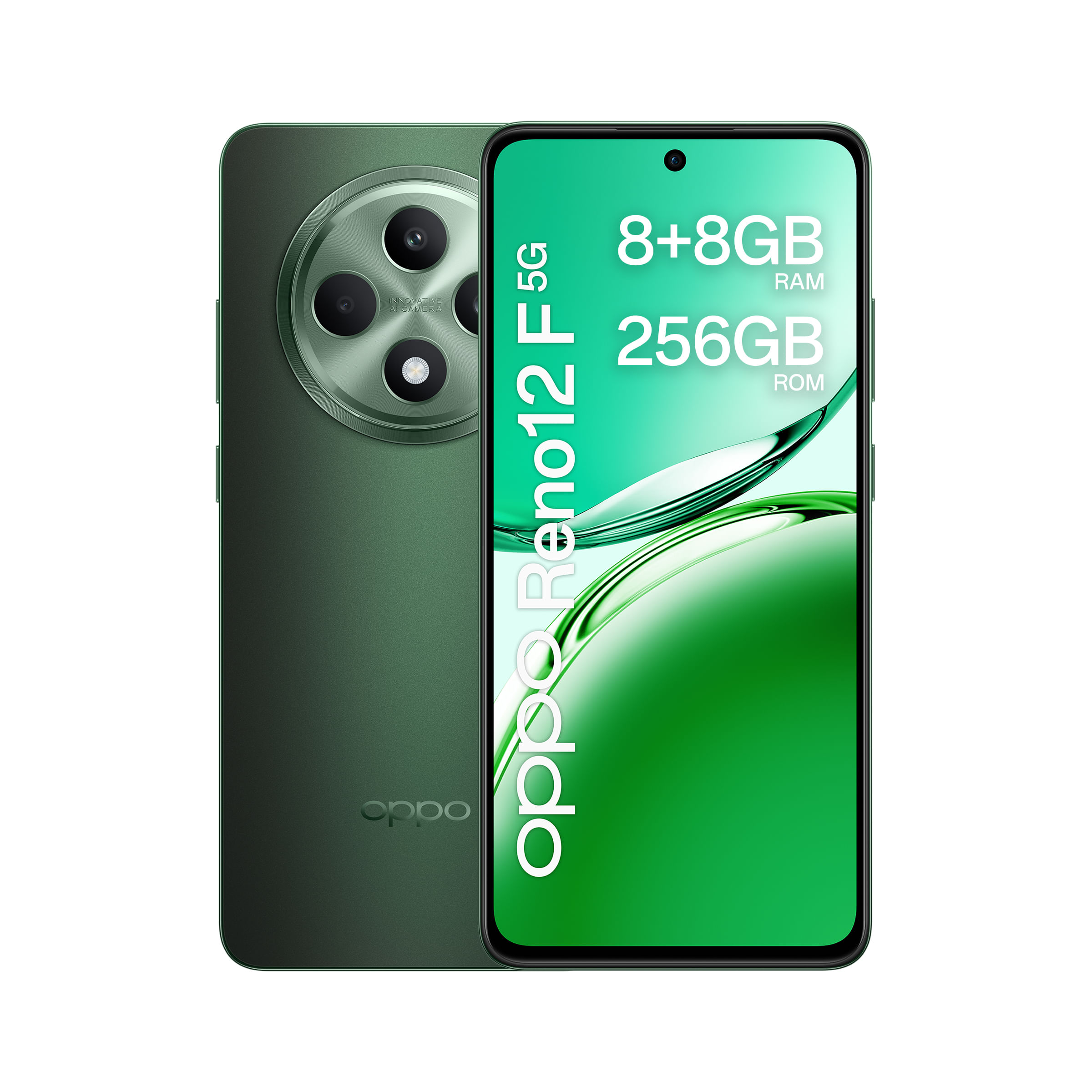 OPPO Reno12 F 5G AI Smartphone, Tripla fotocamera 50+8+2MP, Selfie 32MP, Display 6.67” 120HZ AMOLED FHD+, 5000mAh, RAM 16 GB (8+8) + ROM 256GB, [Versi
