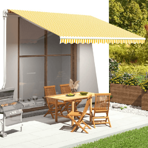 VidaXL Tessuto di Ricambio per Tenda da Sole Giallo e Bianco 4,5x3,5 m