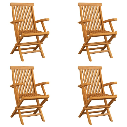 VidaXL Sedie da Giardino Pieghevoli 4 pz in Legno Massello di Teak VidaXL 3065528 sedia da esterno Terrazzo Teak