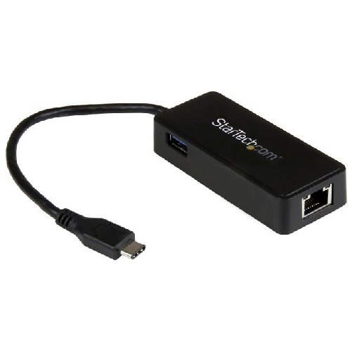 StarTech.com Adattatore di rete USB-C a RJ45 Gigabit Ethernet con porta USB-A supplementare - USB 3.1 Gen 1 - (5 Gb/s) - Nera