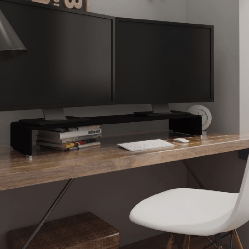 VidaXL Mobile/Rialzo Porta TV in Vetro Nero 110x30x13 cm VidaXL 244140 supporto TV e sistema audio