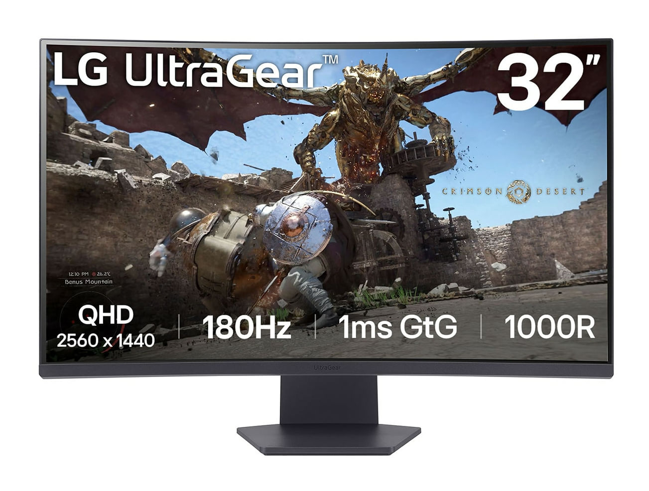 LG 32GS60QC UltraGear Gaming Monitor 32'' QHD Curvo HDR 10 2560x1440 1ms AMD FreeSync Premium 180Hz HDMI 2.0 (HDCP 2.2 LG 32GS60QC-B Monitor PC 80 cm