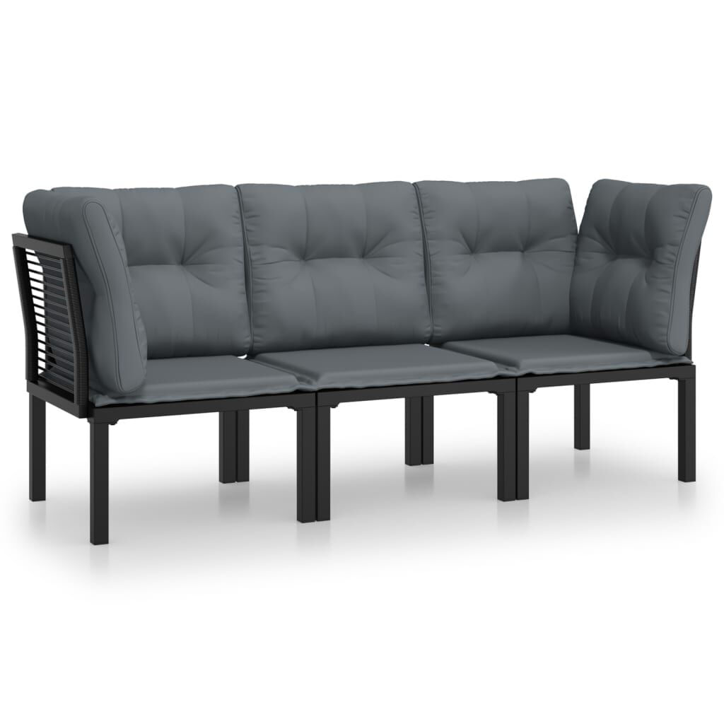 VidaXL Set Salotto da Giardino 3 pz Nero e Grigio in Polyrattan VidaXL 3187731 set mobili da esterno