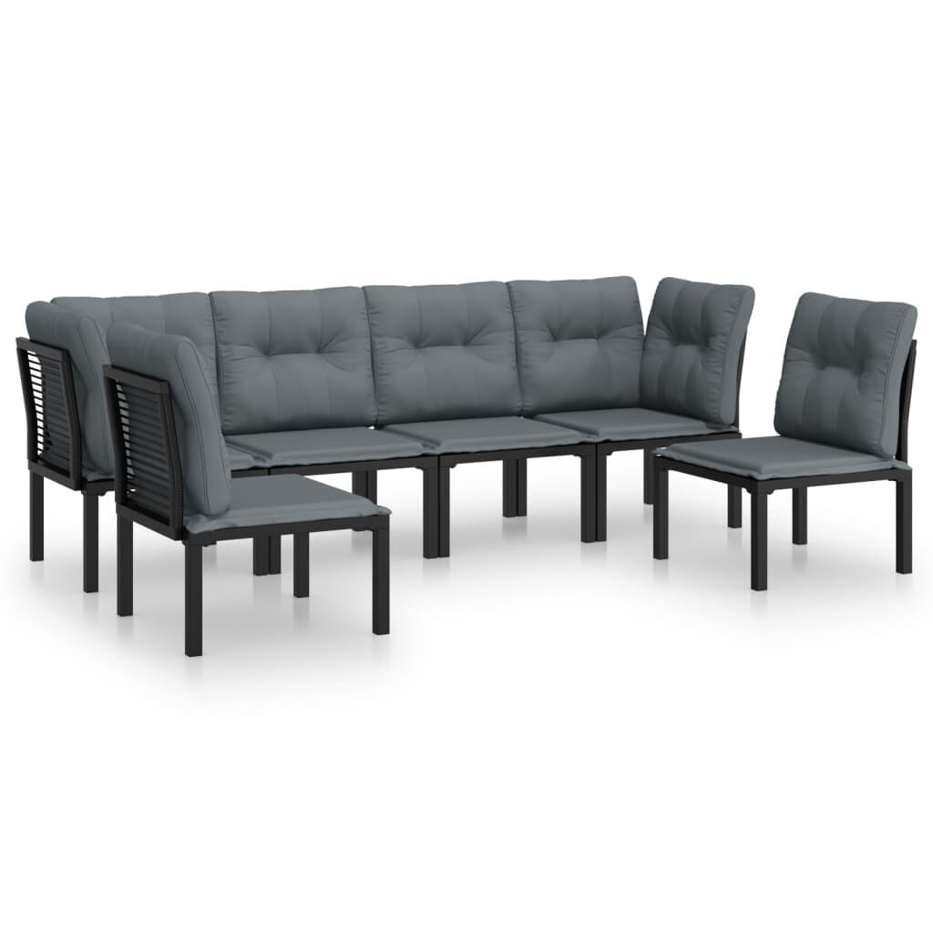 VidaXL Set Salotto da Giardino 6 pz in Polyrattan Nero e Grigio VidaXL 3187738 set mobili da esterno