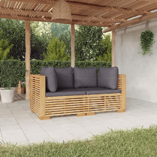 VidaXL Divani Angolari da Giardino con Cuscini 2pz Legno Massello Teak VidaXL 3100864 set mobili da esterno