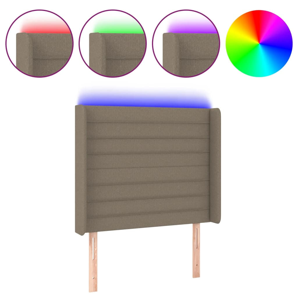 VidaXL Testiera a LED Tortora 147x16x118/128 cm in Tessuto VidaXL 3124190 testiera e pedana Grigio talpa