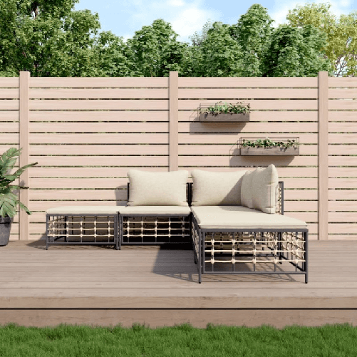 VidaXL Set Divani da Giardino 5 pz con Cuscini Antracite in Polyrattan VidaXL 3186760 divano da cortile