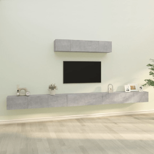 VidaXL Set di Mobili Porta TV 6 pz Grigio Cemento in Legno Multistrato VidaXL 3114609 supporto TV e sistema audio