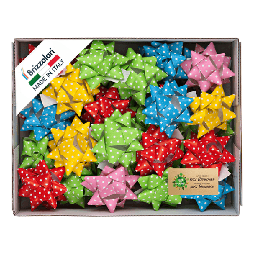 BRIZZOLARI 50 stelle nastro ecocarta 15mmxD6,5cm fantasie assortite Brizzolari