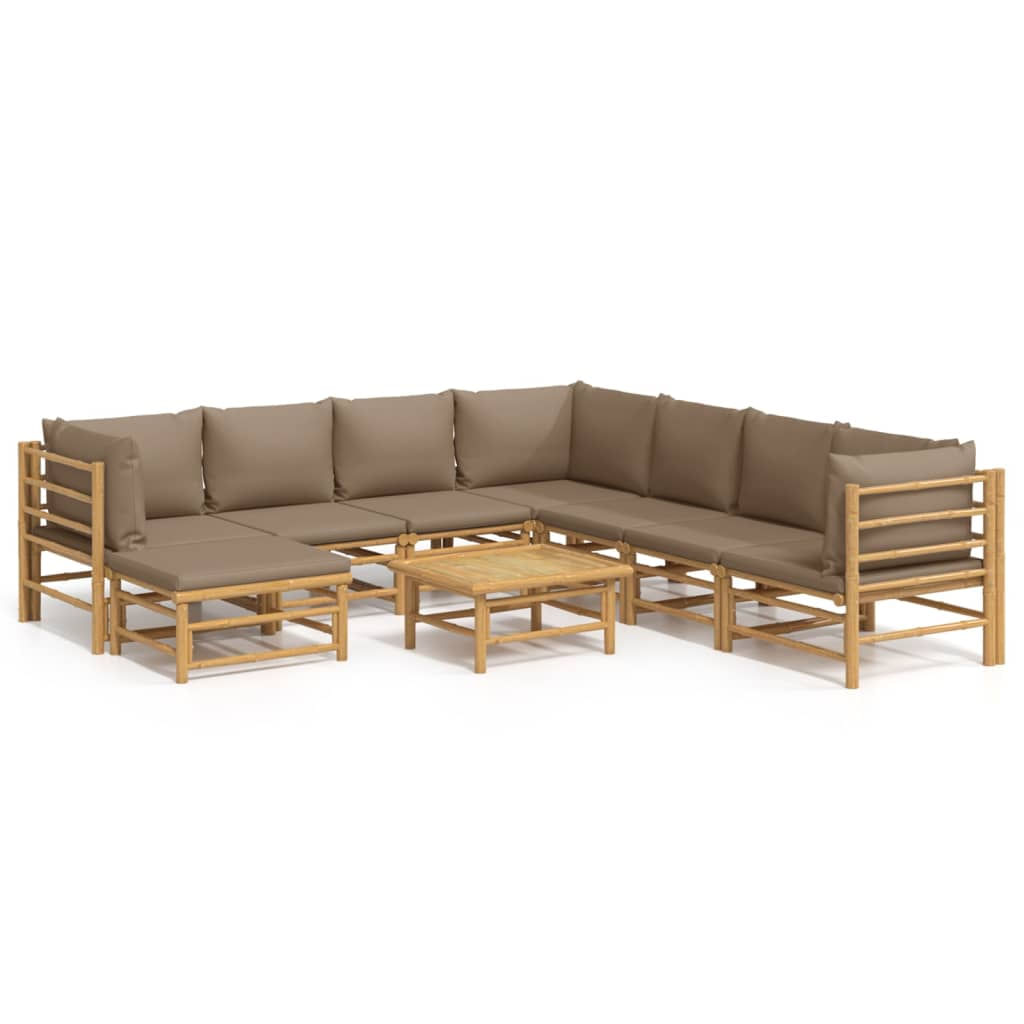 VidaXL Set Salotto da Giardino 9pz con Cuscini Verdi Bambù VidaXL 3155164 set mobili da esterno