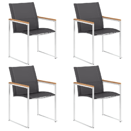 VidaXL 46516 sedia da esterno Terrazzo Acciaio inox, Teak, Tessile