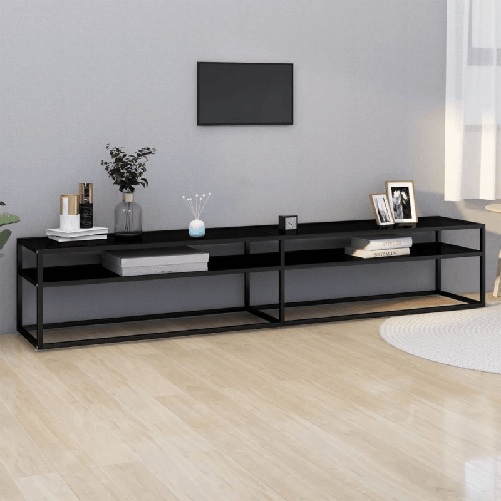 VidaXL Mobile Porta TV Nero 220x40x40,5 cm in Vetro Temperato VidaXL 331731 supporto TV e sistema audio